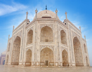 Famous Taj Mahal Mausoleum on sunrise in Agra, Uttar Pradesh state of India