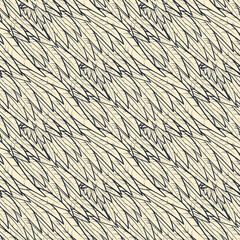 Vintage seamless pattern with hand-drawn wings feathers. doodle illustration.