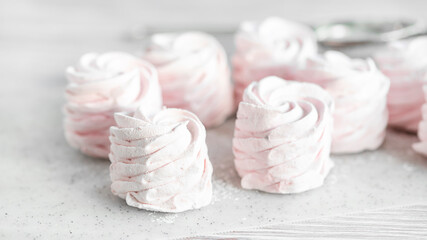 Homemade raspberry marshmallows. Homemade healthy sweets, natural candy.