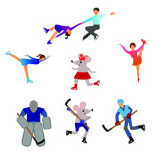 Fototapeta na wymiar Set of winter sport activities vector illustration isolated on white.