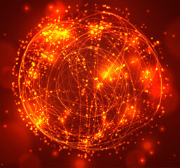 vector fire sphere of glowing lines and sparks