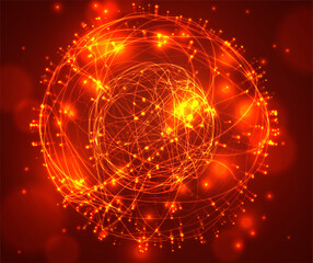 vector fire sphere of glowing lines and sparks