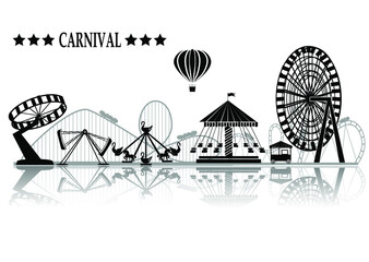 icons of different attractions in amusement park. Attraction icon for carnival and amusement park illustration