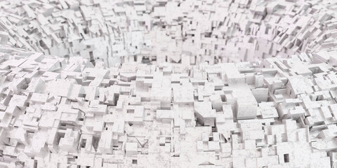 abstract white cubic technology surface 3d render illustration