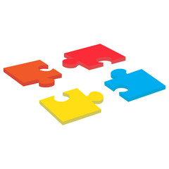 Puzzle pieces set. Collection of Jigsaw for marketing, icon and logo template. Modern flat puzzle, grid background. Puzzle pieces, vector illustration concept