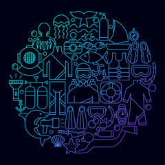 Diving Line Icon Circle Concept