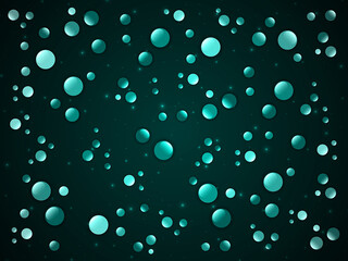 Naklejka na ściany i meble Abstract background with 3D circle elements. Turquoise highlights and circles with shadows on a dark backdrop. 