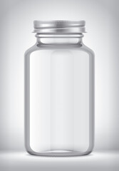 Glass Bottle on background. Metal cap.