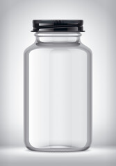 Glass Bottle on background. Metal cap.