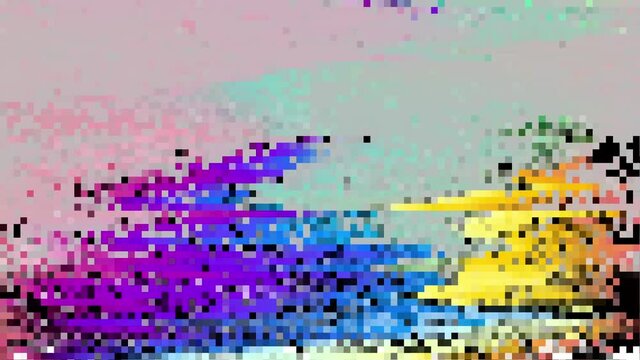 8-bit background. The image on the screen turned into a flickering of colored squares.