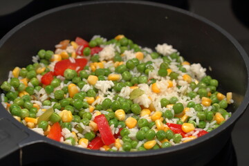 vegetables in a pan