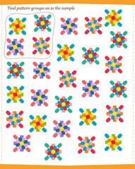  A game for children. Find all groups of patterns specified in the sample