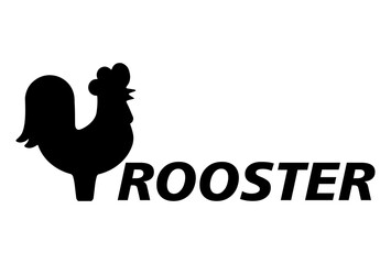 Rooster is a flightless bird. Silhouette, sign, logo. Illustration