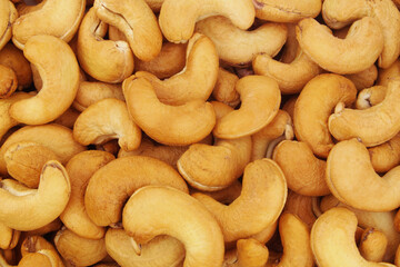 Roasted cashew nuts background