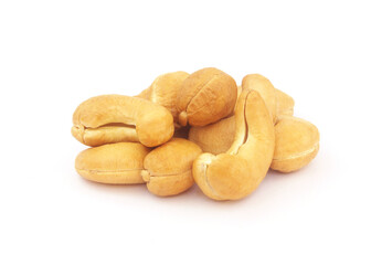 Roasted cashew nuts isolated on white background
