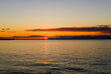 Obraz premium 神奈川県逗子海岸の夕日