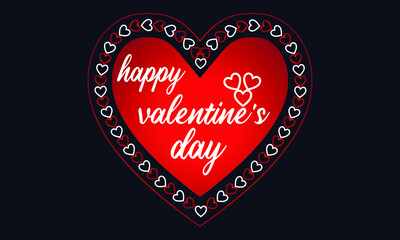 Happy valentine's day vector lettering. Happy Valentines Day typography banner with handwritten calligraphy and heart on red heart and white text with a blue background. Vector illustration For web 