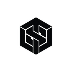 Letter ST hexagon logo design vector