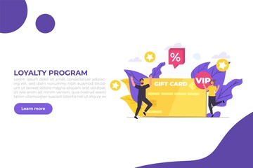 Discount, Loyalty card program and customer service. Vector illustration.