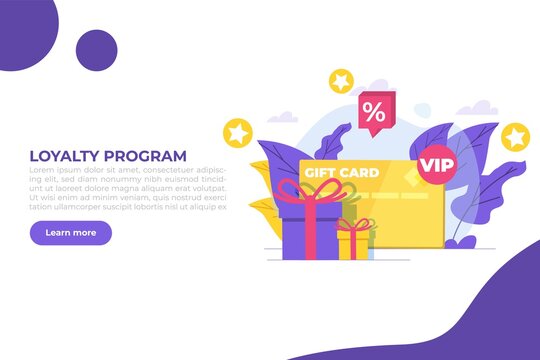 Discount, Loyalty card program and customer service. Vector illustration.