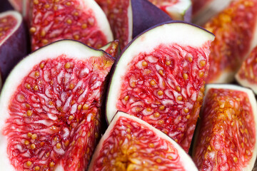 sliced fruit of ripe figs