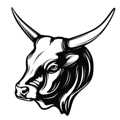 Cow head mascot. Vector illustration for use as print, poster, sticker, logo, tattoo, emblem and other.