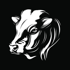 Cow head mascot. Vector illustration for use as print, poster, sticker, logo, tattoo, emblem and other.
