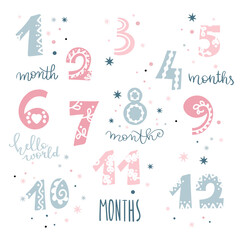 Set of cute numbers in hand drawn style