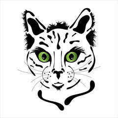 Vector illustration of cat. Symbol of farm animal and pet.