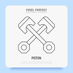 Car pistons super thin line icon. Pixel perfect, editable stroke. Vector illustration for car service.
