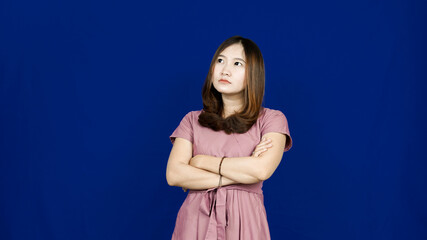 beautiful asian woman stylish in studio isolated