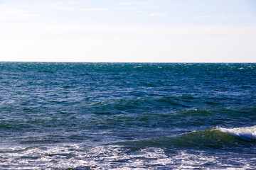 Black sea landscape and view, sunny day and blue water