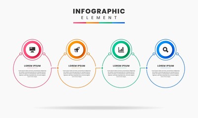 Vector Graphic of Infographic Element Design Templates with Icons and 4 Options or Steps. Suitable for Process Diagram, Presentations, Workflow Layout, Banner, Flow Chart, Infographic.