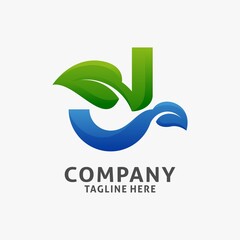 Letter J leaf logo design