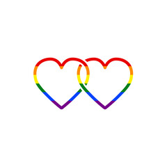 Two hearts initial logo with LGBT pride flag