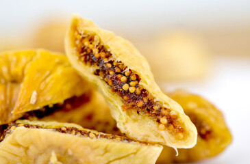 image of a dry halved fruits figs close up