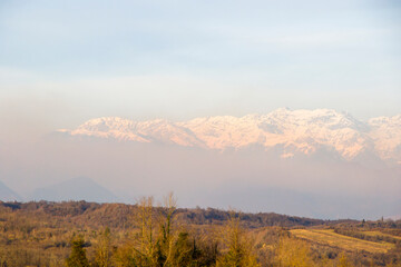 Egrisi mountain landscape, winter landscape in Samegrelo