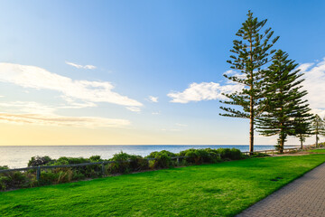 Christies Beach shoreline view at sunset during a warm summer evening, South Australia