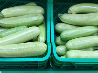 green zucchini for sale in supermarket 