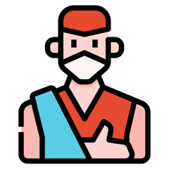 Broken arm icon for web element , webpage, application, card, printing, social media, posts etc.