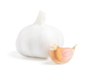 fresh raw garlic isolated on white background with clipping path