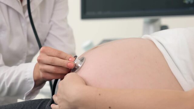 Pregnant woman getting diagnosis by competent doctor