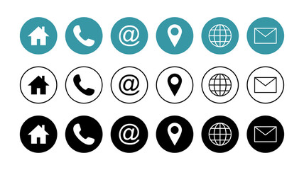 Web icon set. Business card contact information icon. Contact us icon set