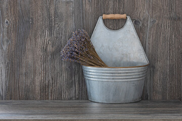 vintage bucket with dry sage