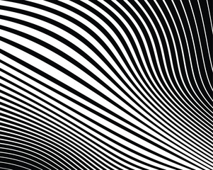 Naklejka premium Line art optical .Wave design black and white. Digital image with a psychedelic stripes. Argent base for website, print, basis for banners, wallpapers, business cards, brochure, banner