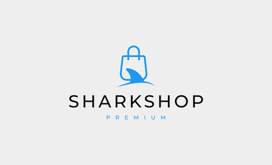 shark shop bag logo design vector illustration