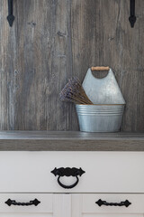 decor element bucket with dried sage