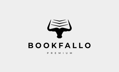 bufallo and book logo design vector illustration