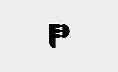 letter p piano logo design vector illustration