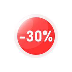 30 percent discount icon on white background. Vector